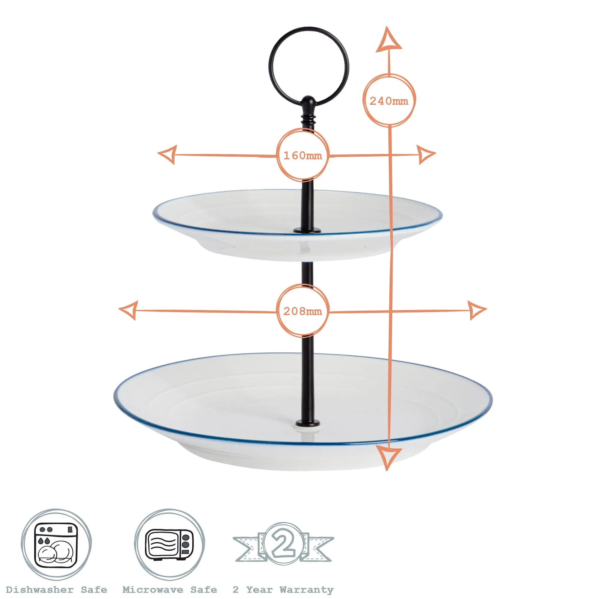 21cm 2 Tier Farmhouse White Cake Stand - By Nicola Spring