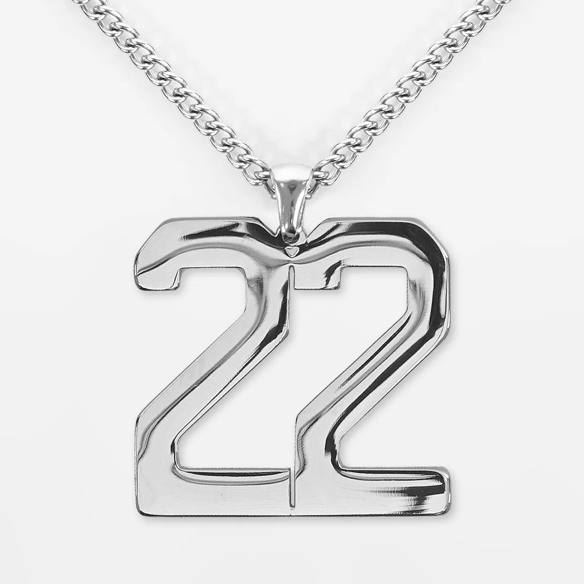 22 Number Pendant with Chain Kids Necklace - Stainless Steel