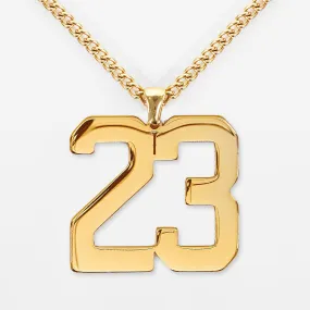 23 Number Pendant with Chain Kids Necklace - Gold Plated Stainless Steel