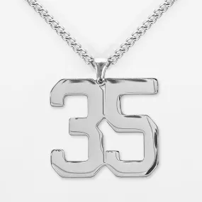 35 Number Pendant with Chain Kids Necklace - Stainless Steel