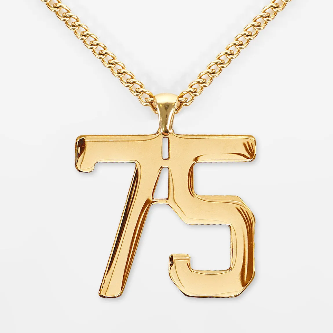 75 Number Pendant with Chain Kids Necklace - Gold Plated Stainless Steel