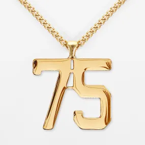 75 Number Pendant with Chain Kids Necklace - Gold Plated Stainless Steel