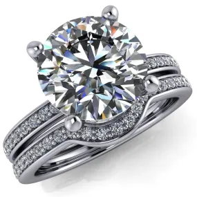 Amanda Round Center Stone Center and Diamond Halo Filigree Basket and Shoulders Moment Ring