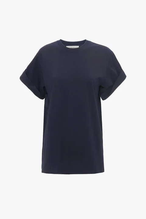 Asymmetric Relaxed Fit T-Shirt In Navy