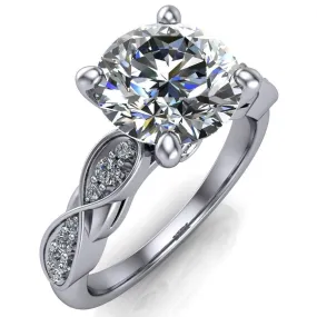 Atlantis Round Center Stone Infinite Diamond Shoulder 4 Prong Engagement Ring