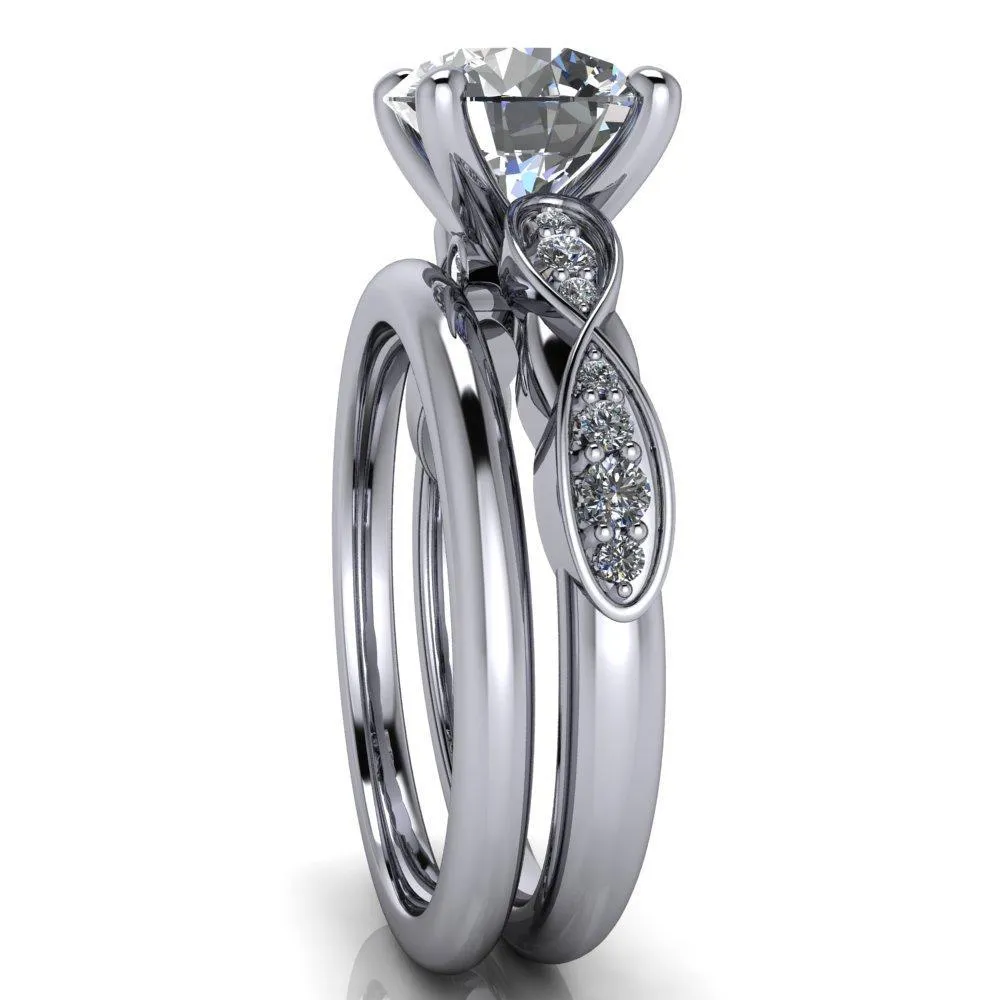 Atlantis Round Center Stone Infinite Diamond Shoulder 4 Prong Engagement Ring