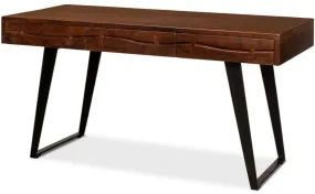 Brown Acacia & Iron Industrial Desk