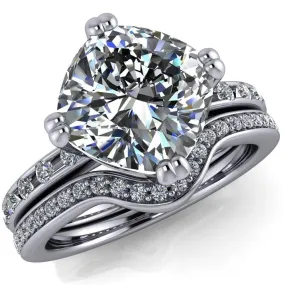 Cotillion Cushion Center Stone 4 Prong Under Bezel Ring