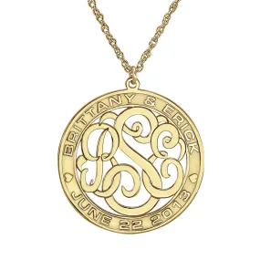 Couples Script Monogram Wedding Date Necklace