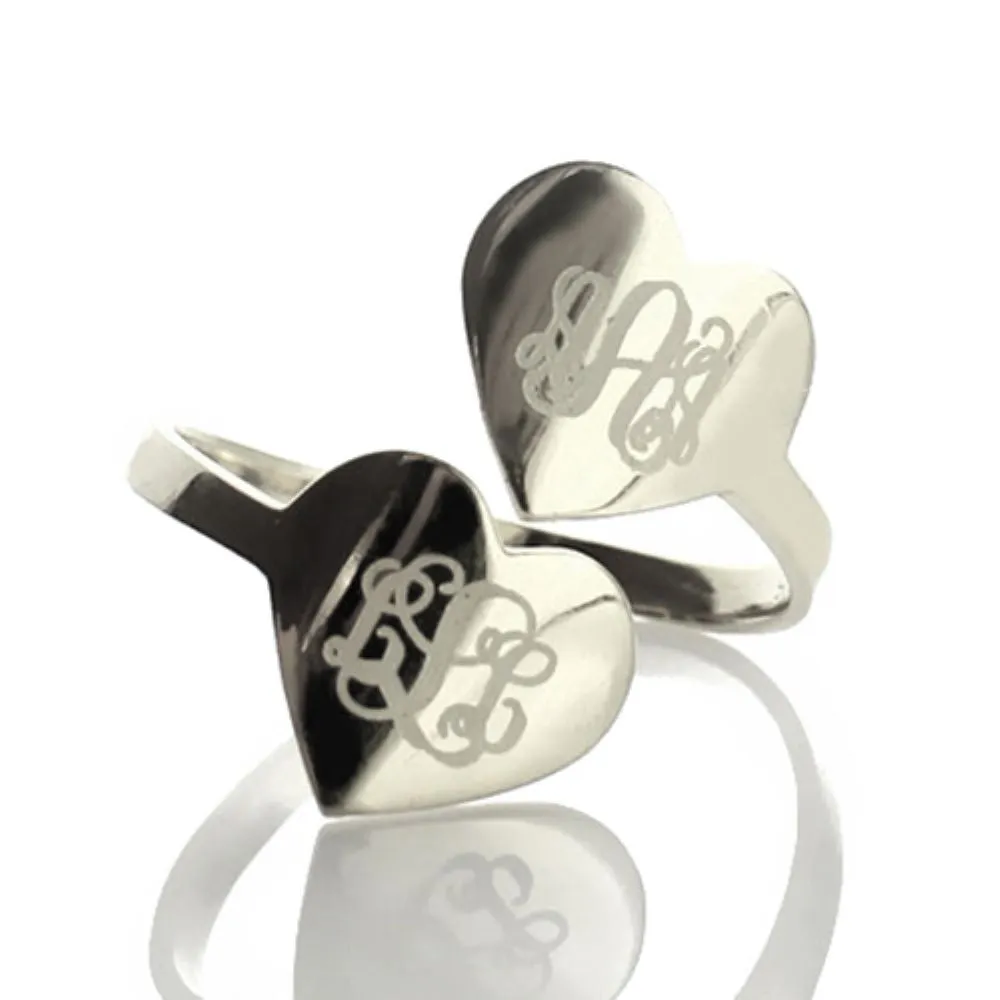 Double Heart Engraved Ring