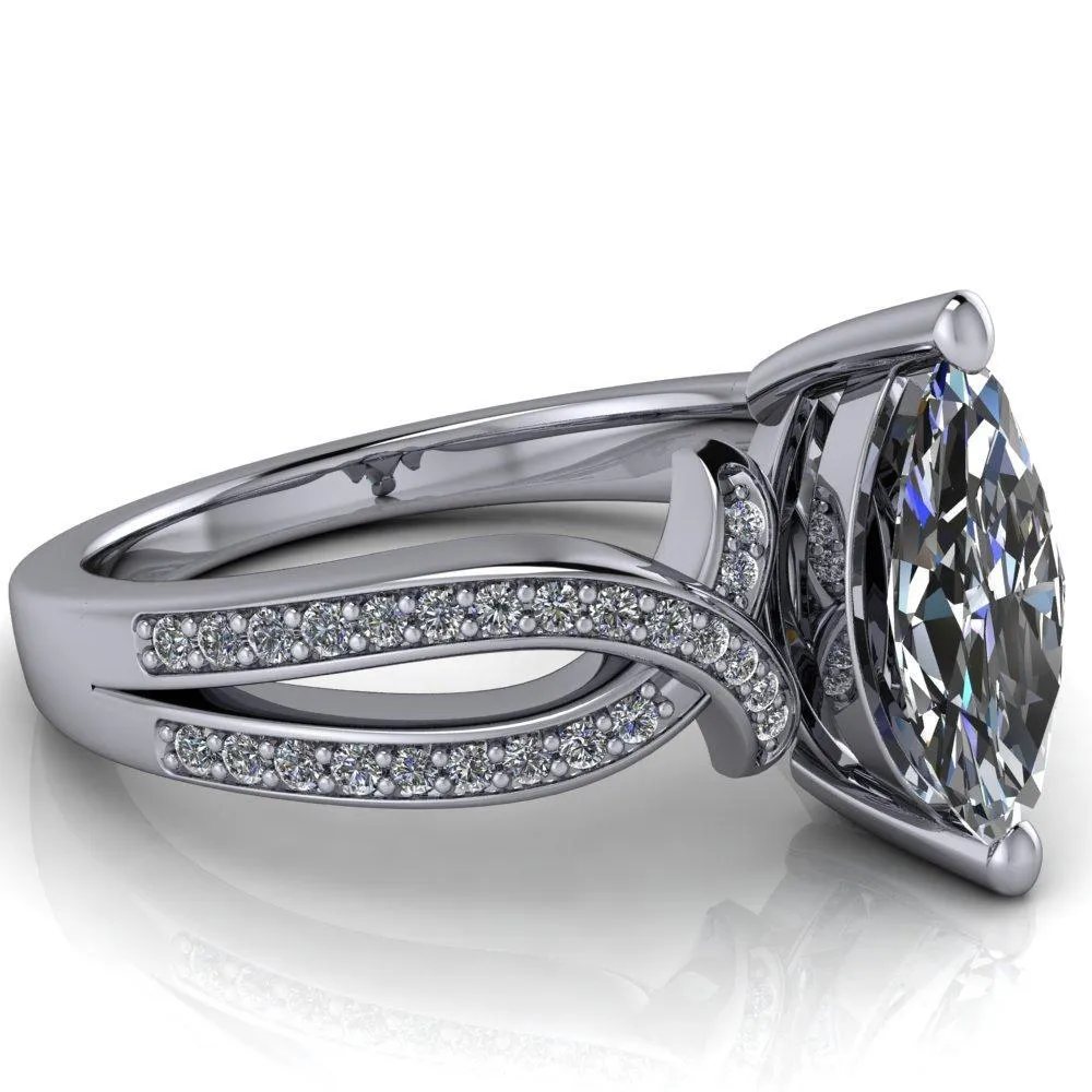 Eden Marquise Center Stone Diamond Channel Split Shank Ring