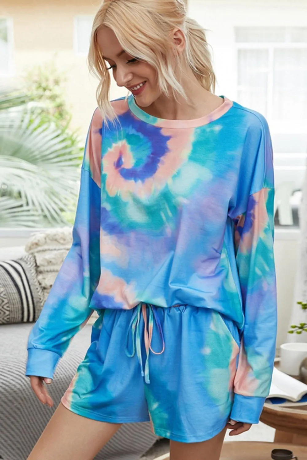 elveswallet Long-Sleeved Shorts Tie-Dye Pajamas