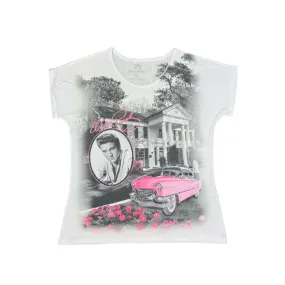 Elvis Graceland Pink Car Roses Women's T-Shirt