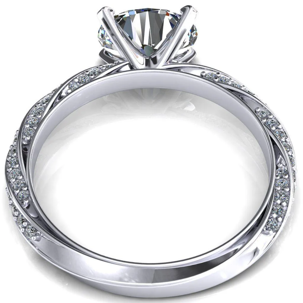 Elysia Oval Center Stone East-West 4 Prong 3/4 Eternity Diamond Accent Ring