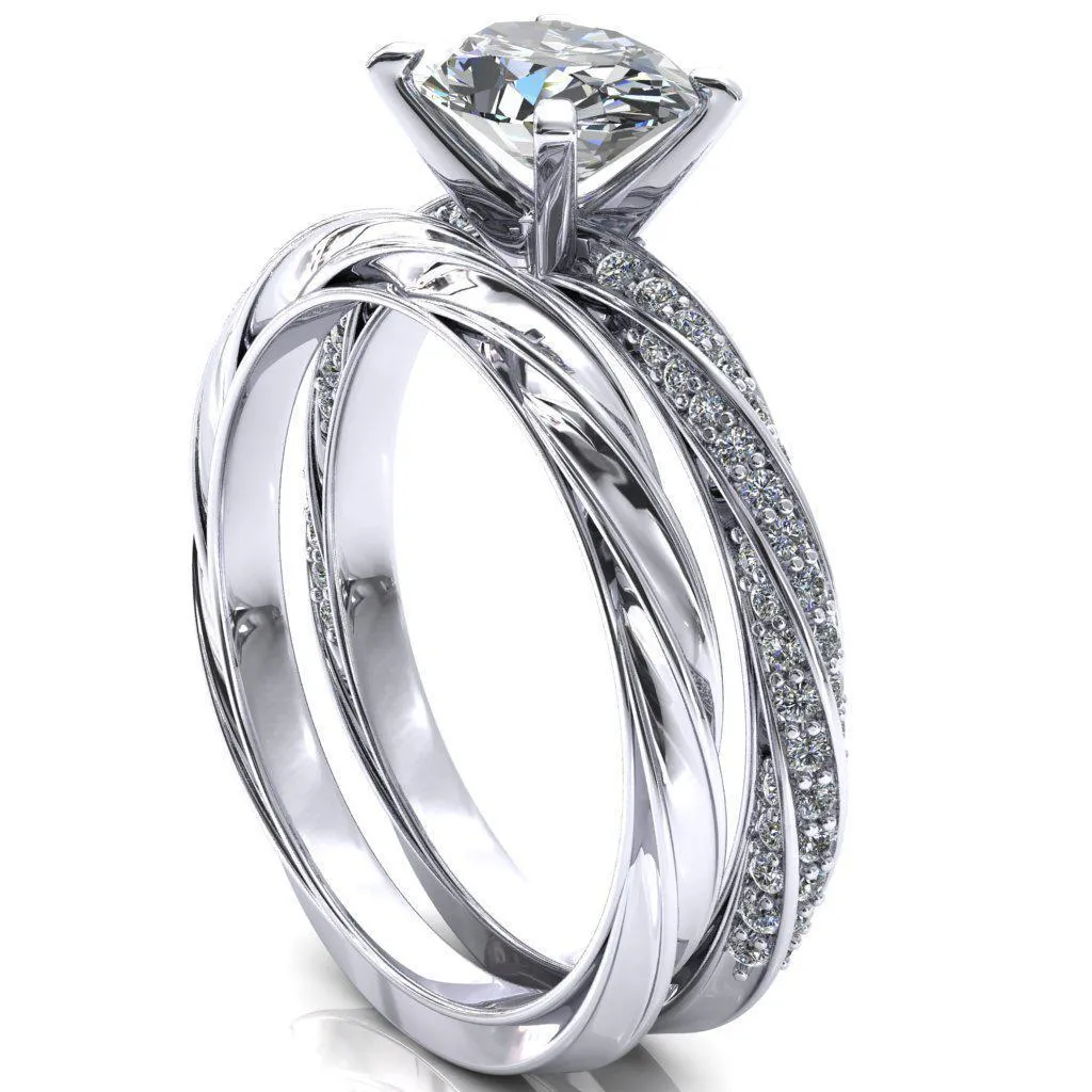 Elysia Oval Center Stone East-West 4 Prong 3/4 Eternity Diamond Accent Ring