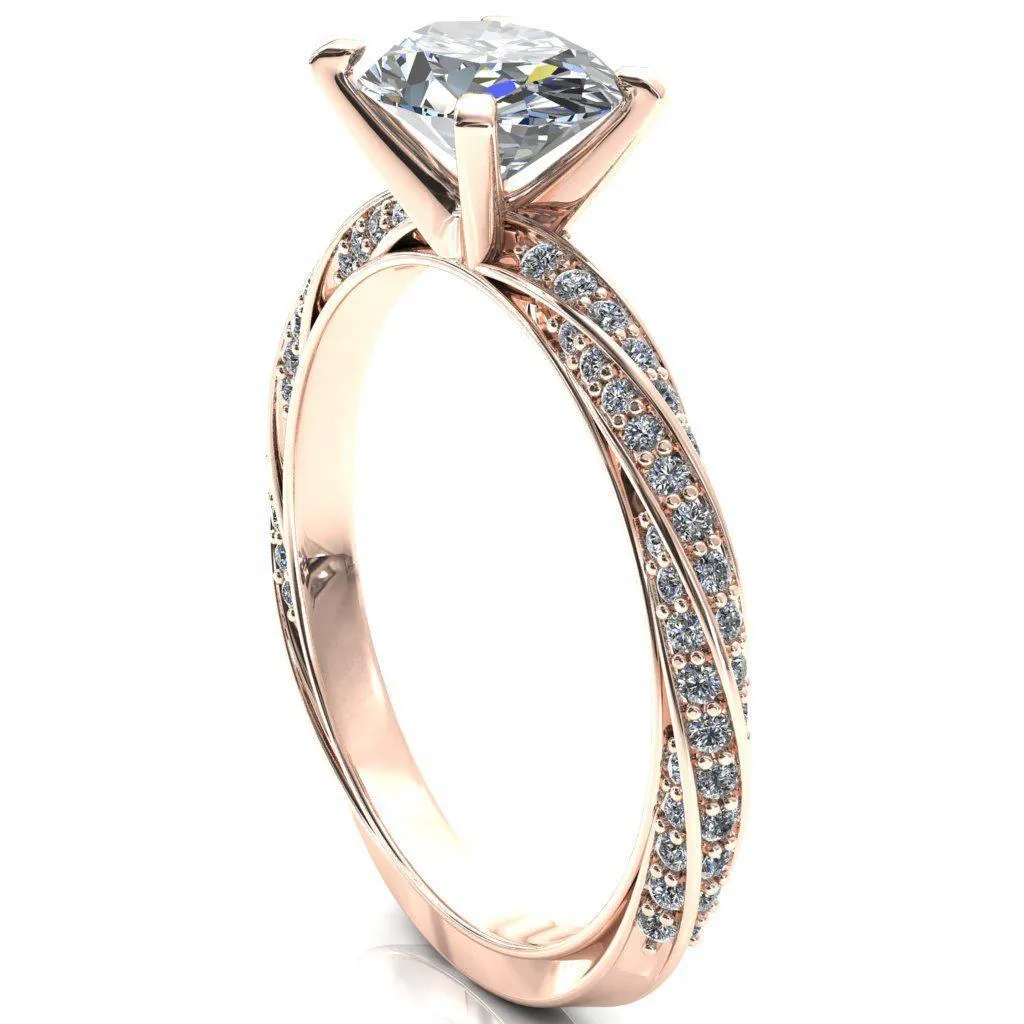 Elysia Oval Center Stone East-West 4 Prong 3/4 Eternity Diamond Accent Ring