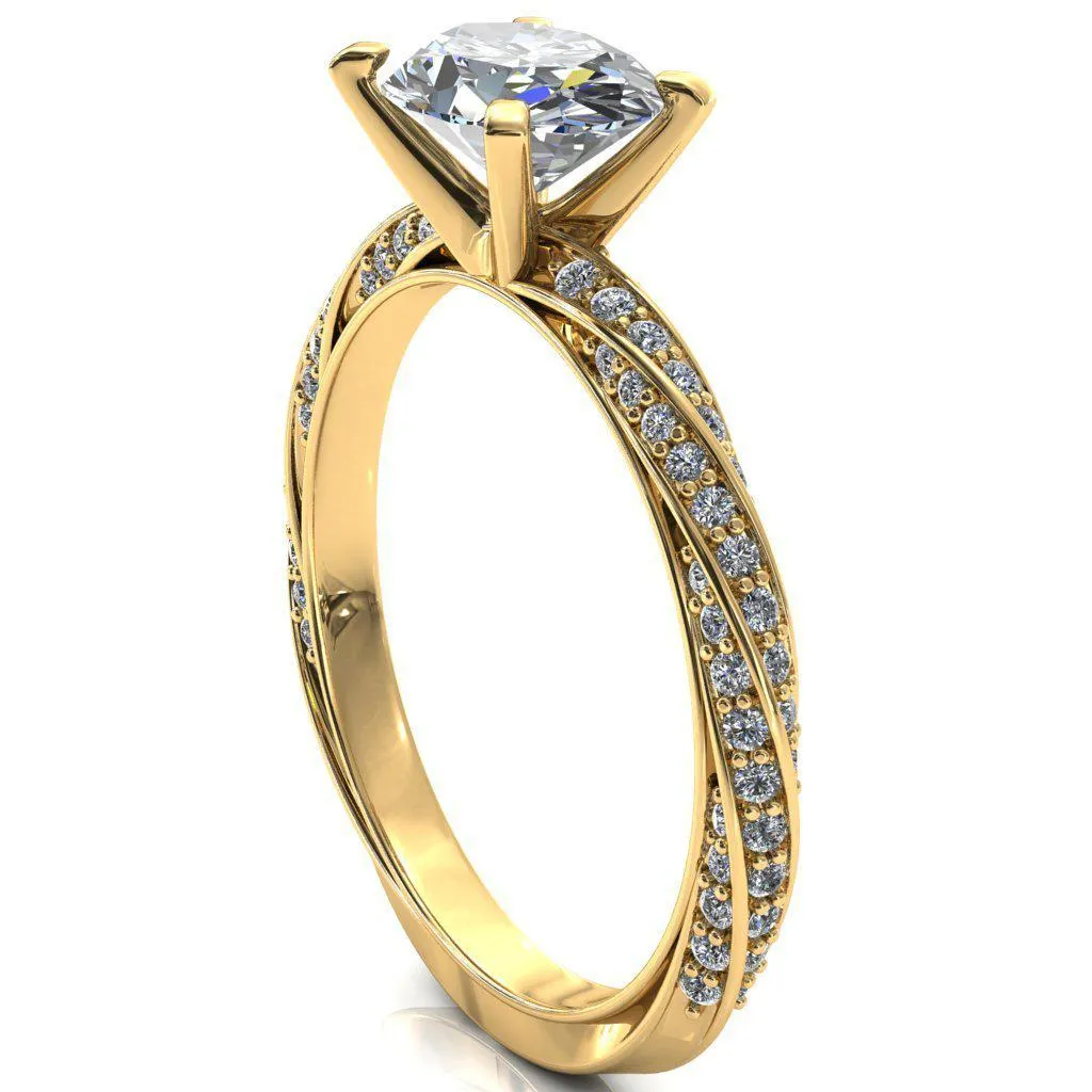 Elysia Oval Center Stone East-West 4 Prong 3/4 Eternity Diamond Accent Ring