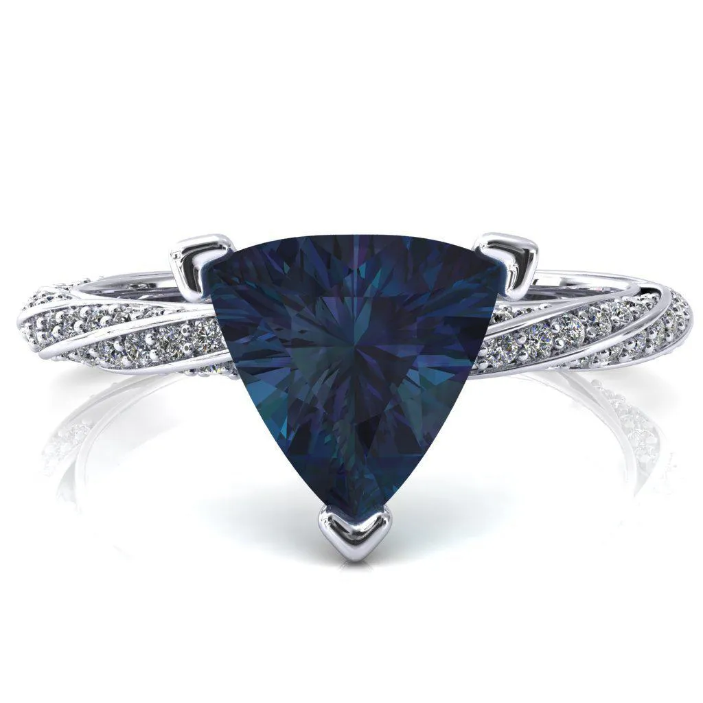 Elysia Trillion Alexandrite 3 Prong 3/4 Eternity Diamond Accent Ring