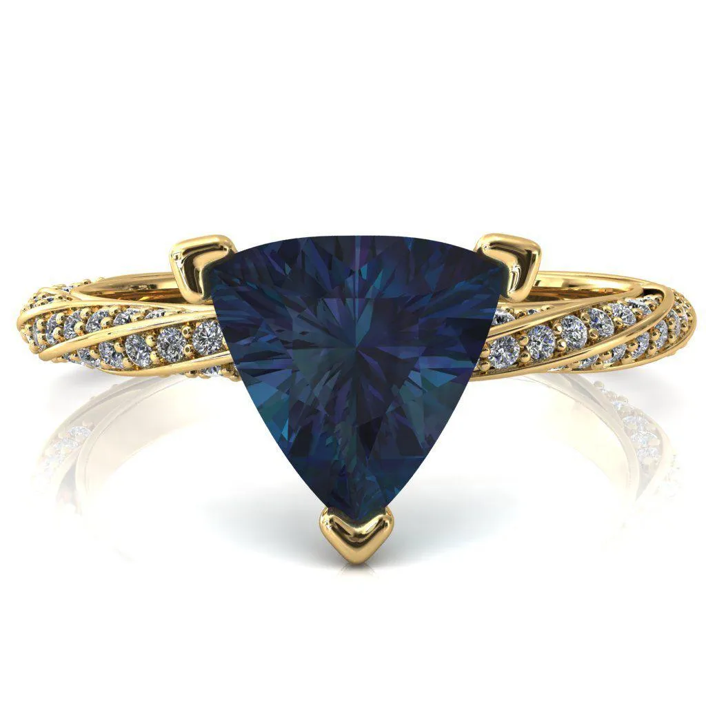 Elysia Trillion Alexandrite 3 Prong 3/4 Eternity Diamond Accent Ring