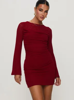 Epiphany Long Sleeve Mini Dress Burgundy