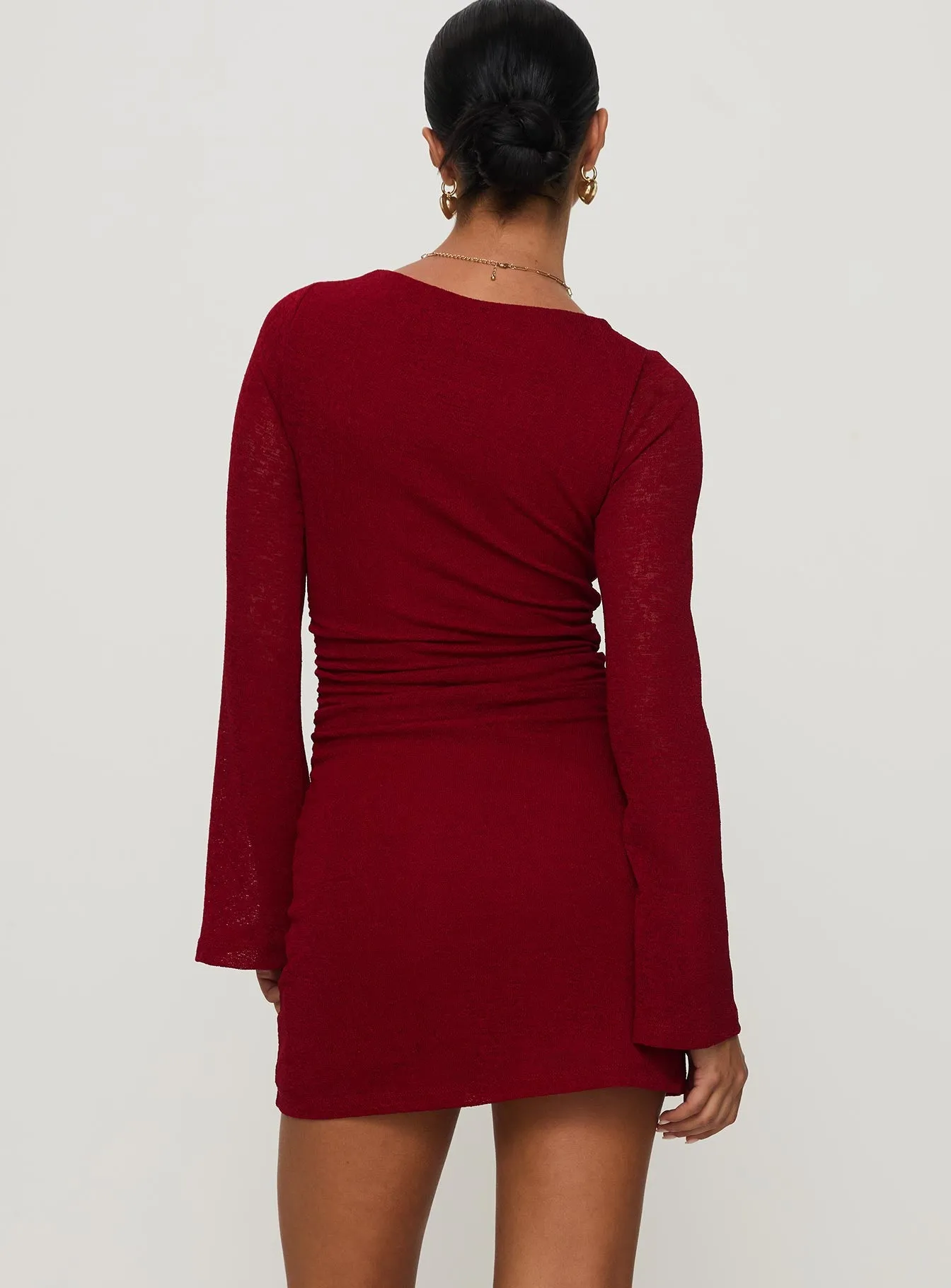 Epiphany Long Sleeve Mini Dress Burgundy