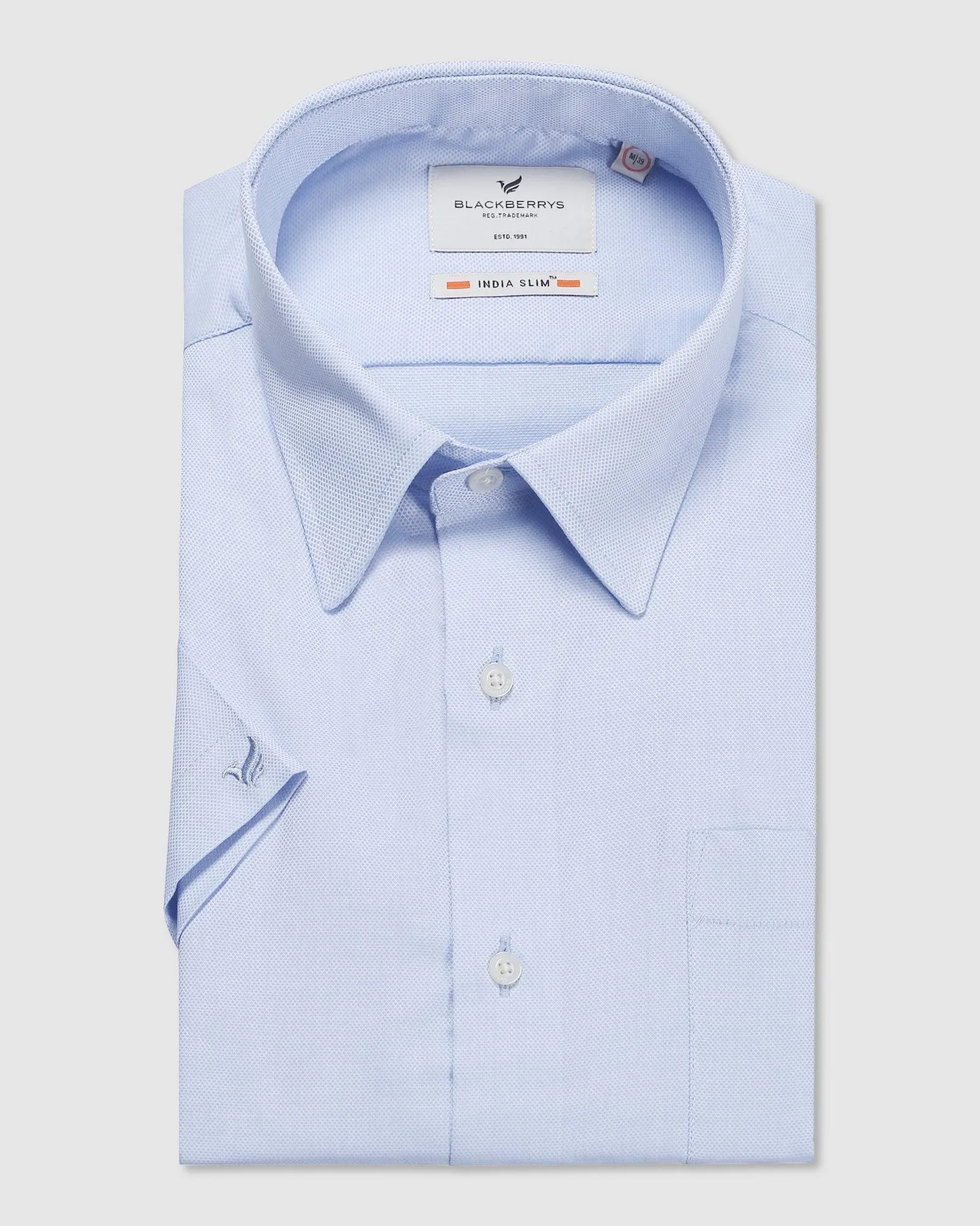 Formal Half Sleeve Blue Textured Shirt - Elvis