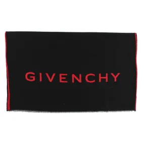 Givenchy Scarf Black Red Logo Design - Wool Silk Shawl FINAL SALE