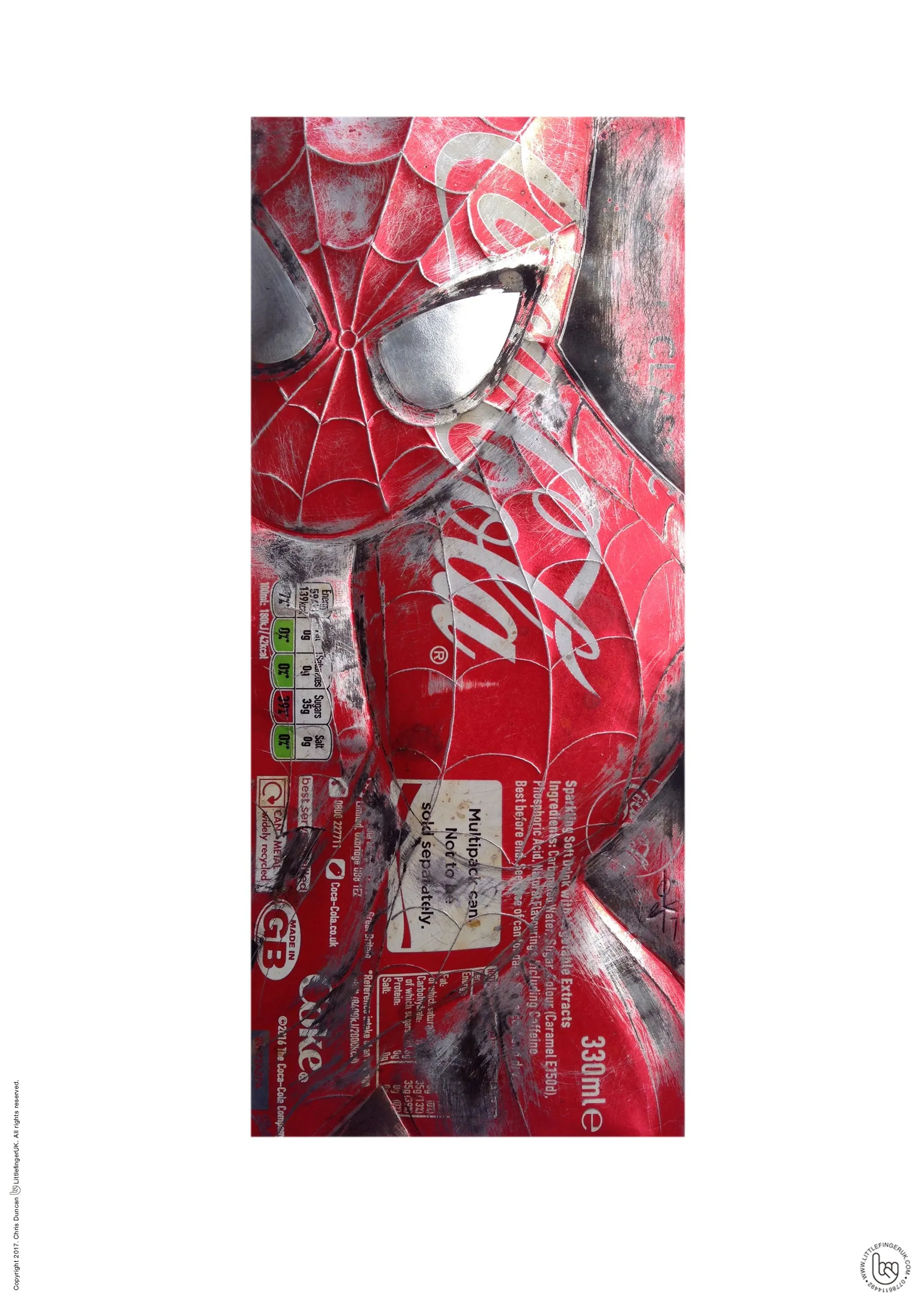 Hand Signed PRINT - SPIDERMAN on COKE