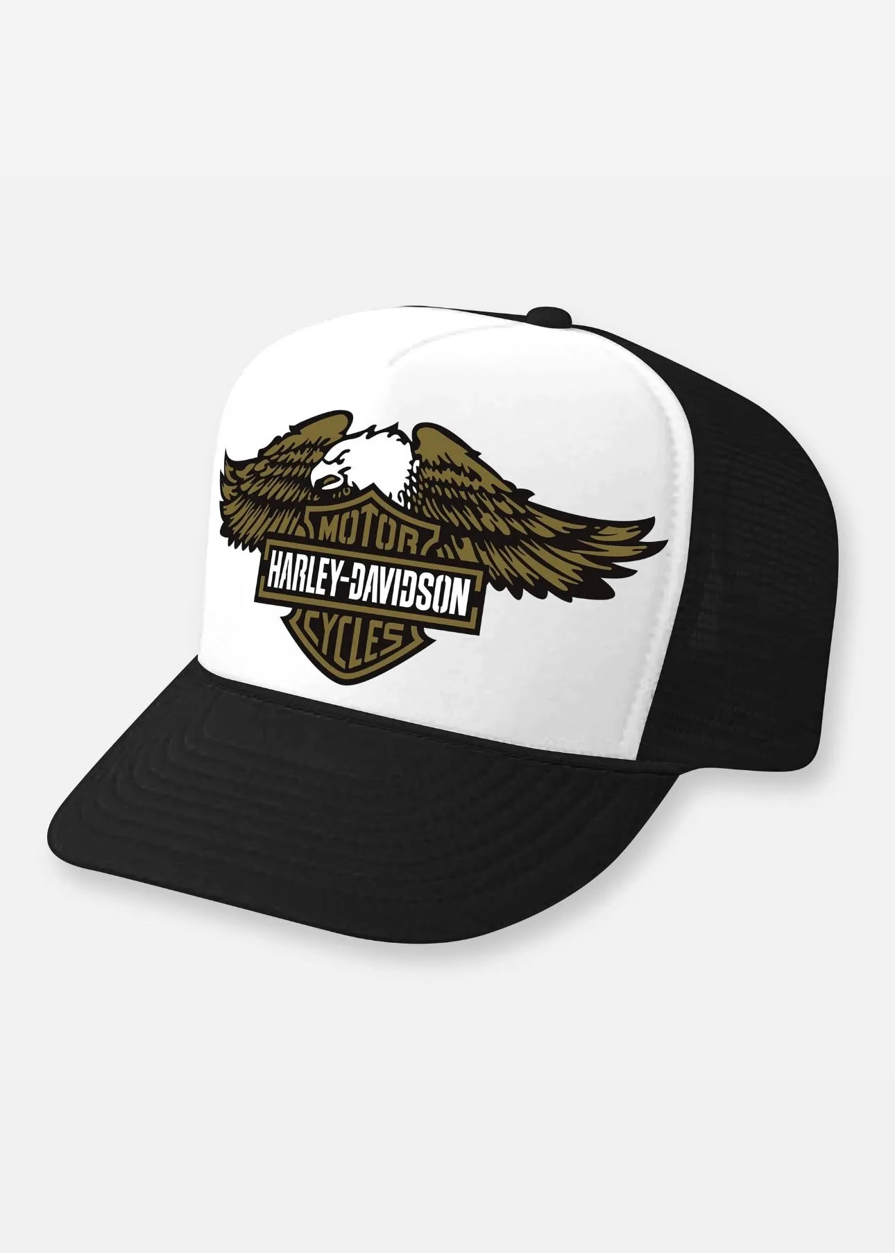 Harley Davidson Screaming Eagle Patch Black & White Trucker Hat