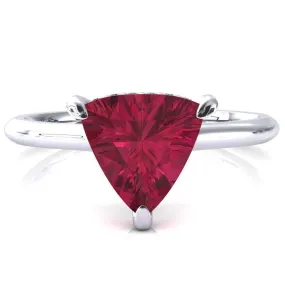 Janey Trillion Ruby 3 Prongs Claw Floating Halo Inverted Cathedral Ring