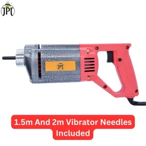 JPT Heavy Duty 1250-watt Handheld Electric Concrete Vibrator Machine | 13000 Vibrations Per Minute | 1300 RPM Speed | 35mm Chuck | Copper Armature | 1.5m and 2m Vibrator Needles Included