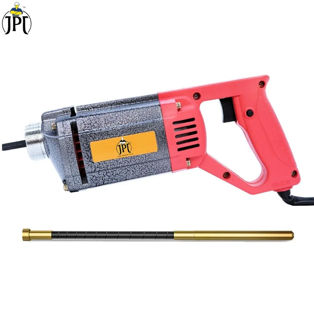 JPT Heavy Duty 1250-Watt Handheld Electric Concrete Vibrator Machine | 13000 Vibrations Per Minute | 1300 RPM Speed | 35mm Chuck | Copper Armature | With 3-Metre Vibrator Needle Included