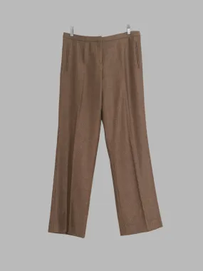 Kenzo brown wool cotton silk blend herringbone trousers - size 40