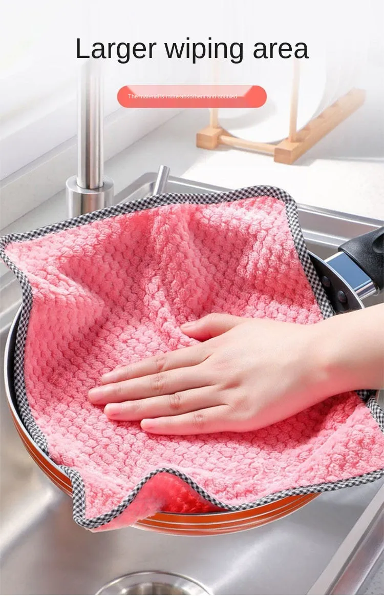 Kitchen daily dish towel, dish cloth, kitchen rag, non-stick oil, thickened table cleaning cloth, absorbent scouring pad