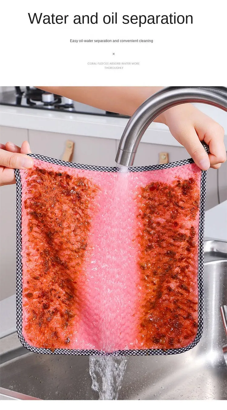 Kitchen daily dish towel, dish cloth, kitchen rag, non-stick oil, thickened table cleaning cloth, absorbent scouring pad