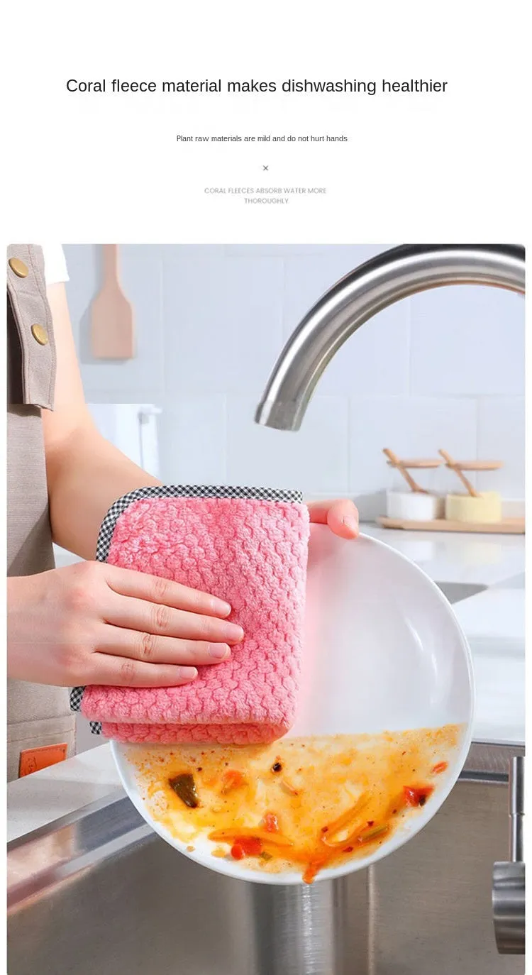 Kitchen daily dish towel, dish cloth, kitchen rag, non-stick oil, thickened table cleaning cloth, absorbent scouring pad