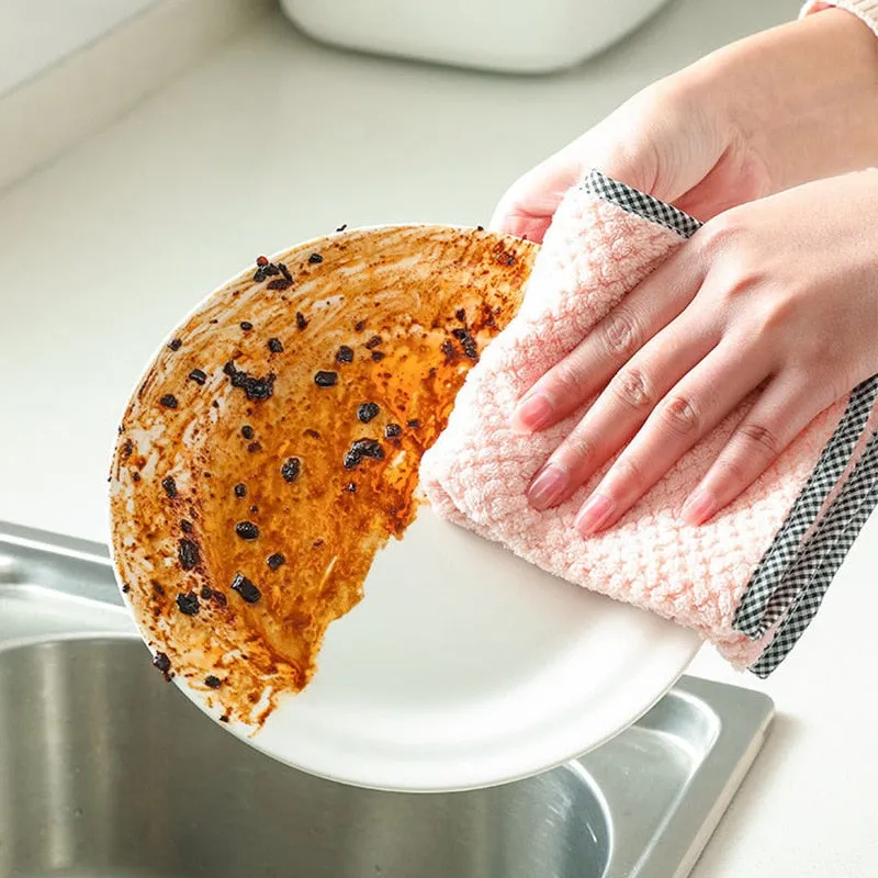 Kitchen daily dish towel, dish cloth, kitchen rag, non-stick oil, thickened table cleaning cloth, absorbent scouring pad