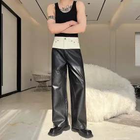 Men's Monochrome Faux Leather Pants