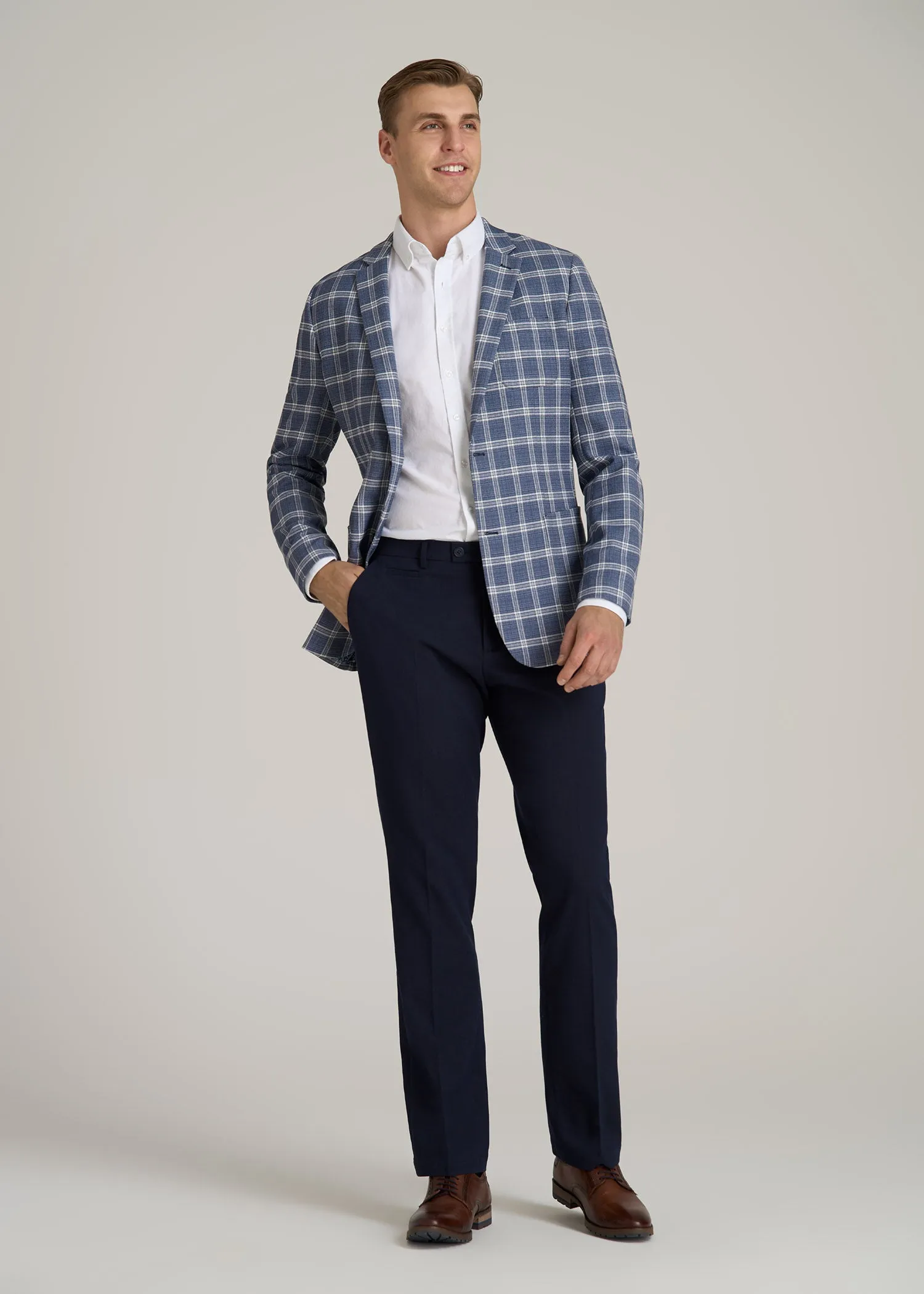 Men's Tall Blazer in Navy Check