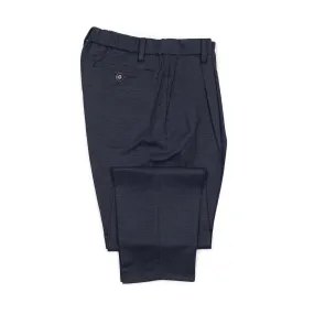 Pleated easy pants in navy linen and rayon twill