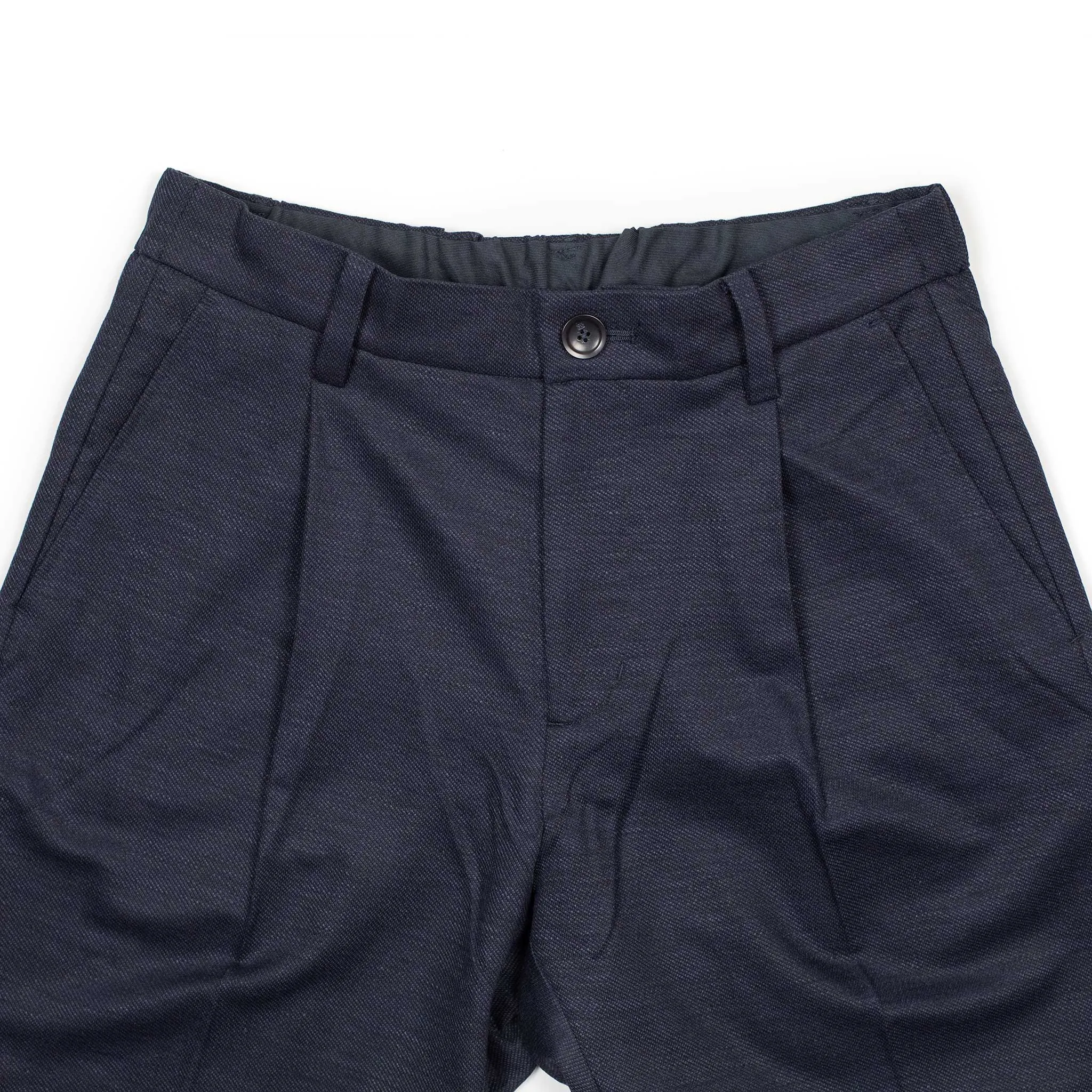 Pleated easy pants in navy linen and rayon twill