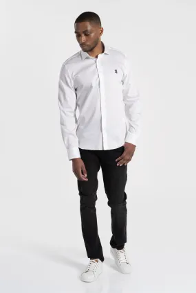 PRINGLE White LS Tailored Slim Fit Shirt