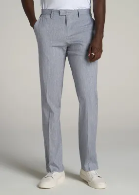 Stretch Linen Dress Pants for Tall Men in Navy Linen