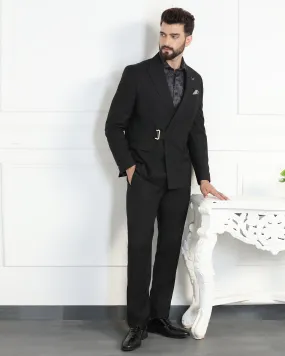 Two Piece Black Solid Formal Suit - Ethan