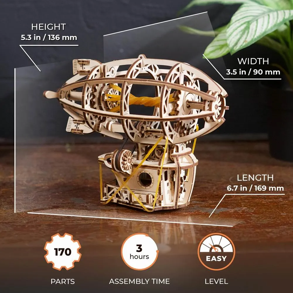 UGEARS Steampunk Airship 3D Mechanical Model Wooden Puzzle DIY Kits