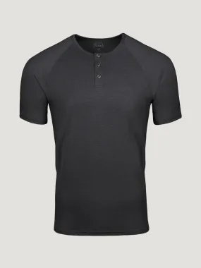 Vintage Black Slim Fit Short Sleeve Henley